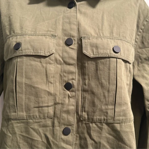 Malibu Bum Army Green Shacket Small Button-Up Utility Layering Top - Picture 7 of 16